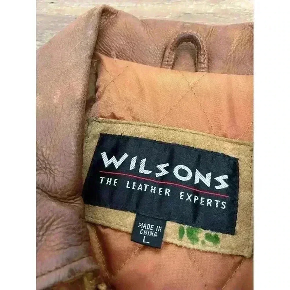 Wilsons Leather Men's Brown Full Zip Jacket Leather Collar Suede Size L *Read - Picture 3 of 16